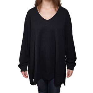 Karen Scott Sport Women's Essential Long Sleeve V-Neck Top Black 2X